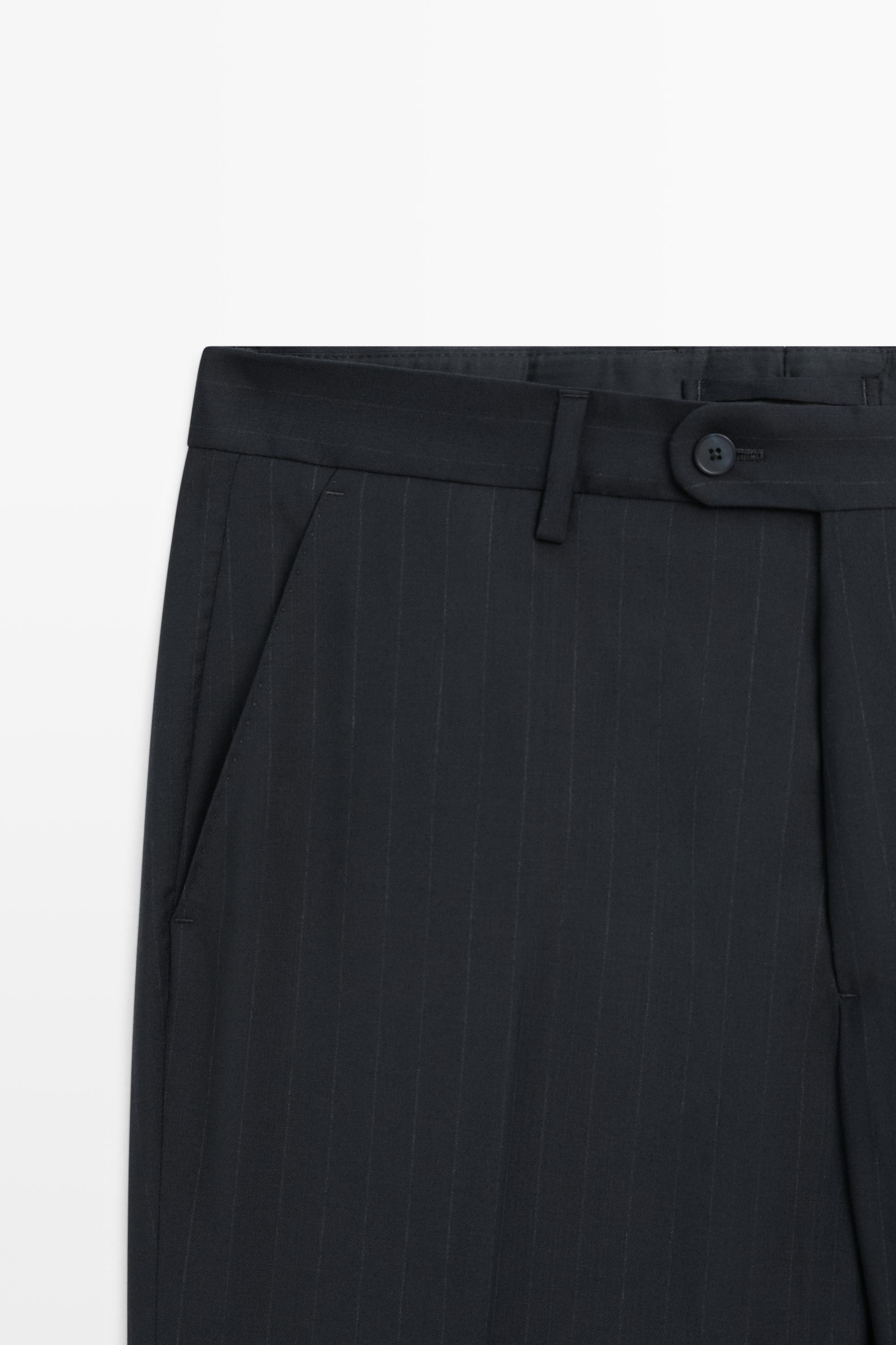 Striped 100% cool wool suit pants